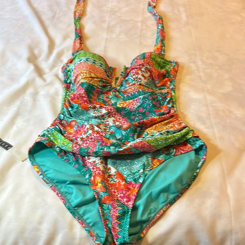 Into the Bleu by American Vibrant mixed Print Swimsuit with Matching Cover-up 14 - Picture 3 of 16